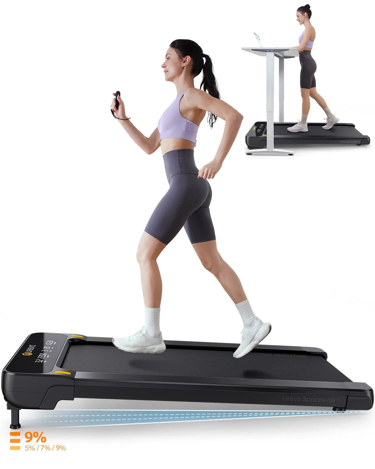 2 in 1 Under Desk Treadmill with Remote Control Q711