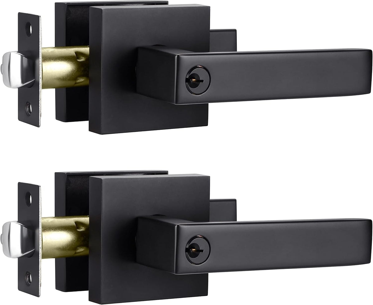 Matte Black 4 Pack Privacy Lever Lock Set for Interior Door C258