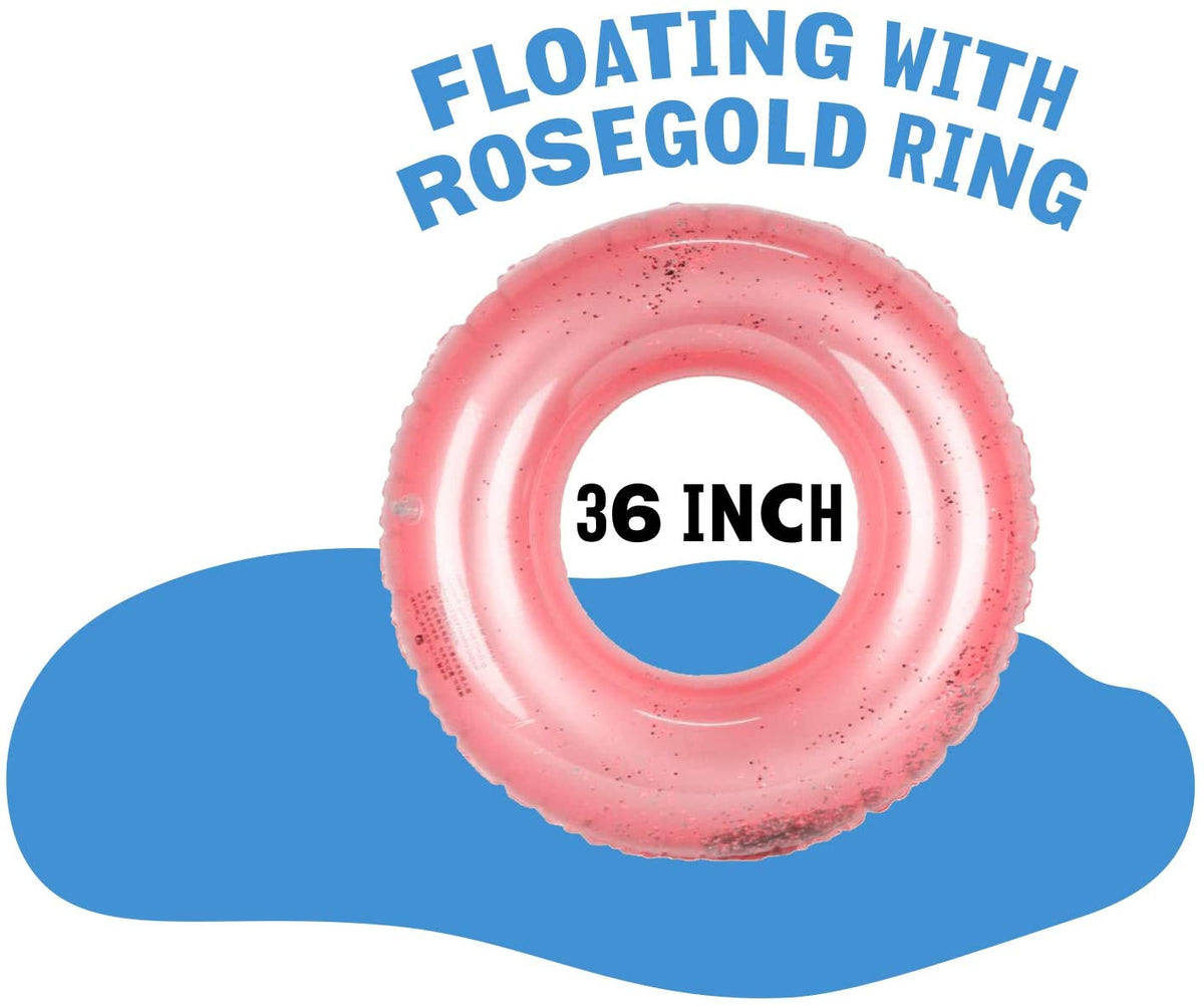 Rose Gold Inflatable Pool Floats Rings, 36 Inch X459389