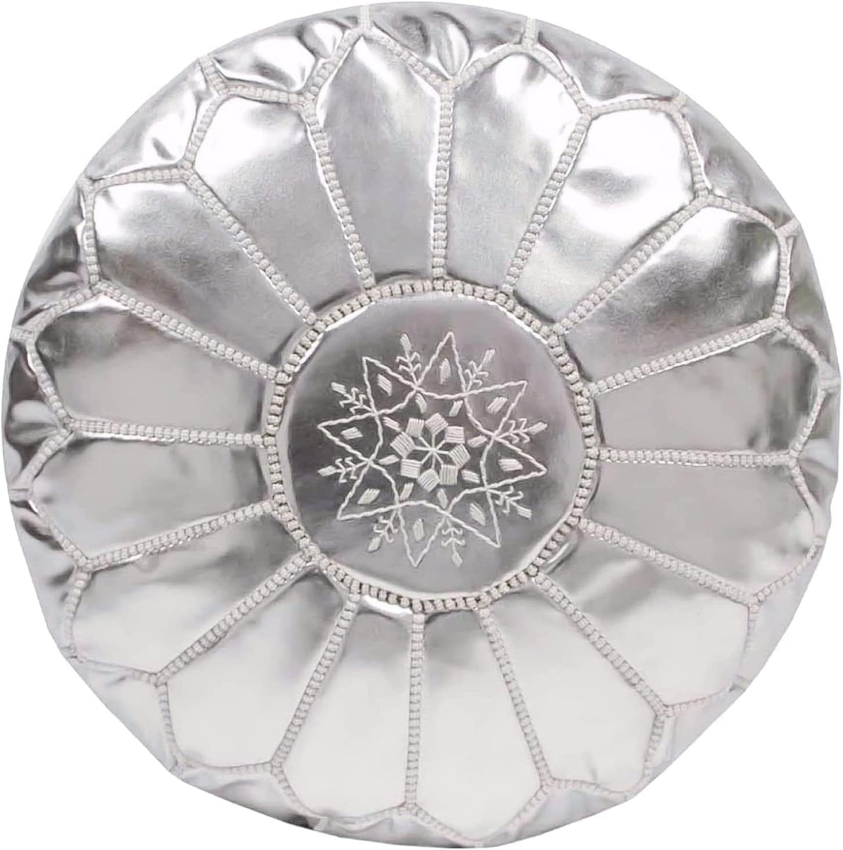 Round Moroccan Pouf Cover Genuine Leather Hand Stitched X693