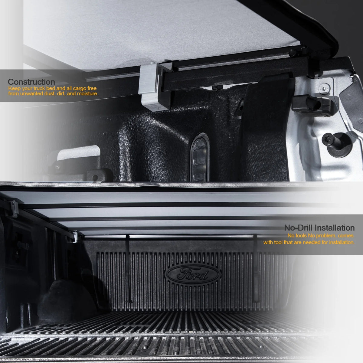 Black Hidden Snap Tonneau Cover for 6.5 Feet Bed C246