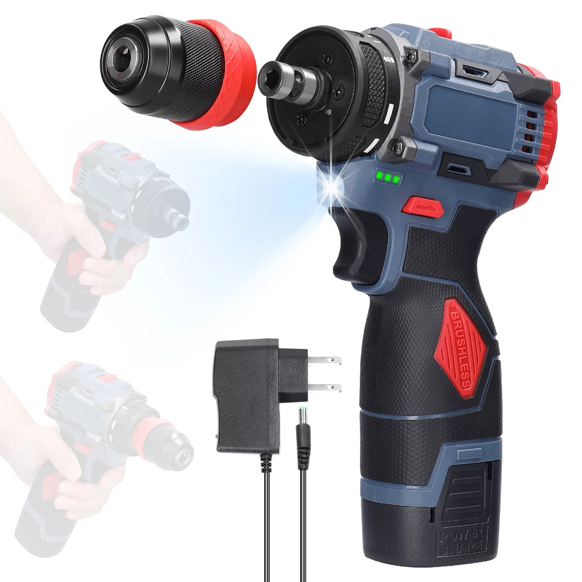 Electric Drill Screwdriver 45Nm Torque 16.8V Lithium R942
