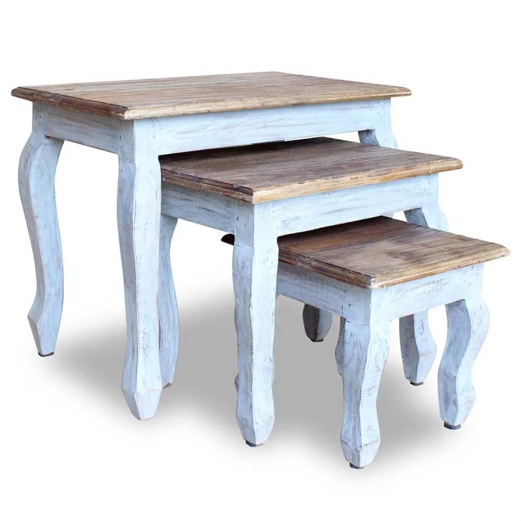 3 Piece Solid Reclaimed Wood Nesting Table Set F7029