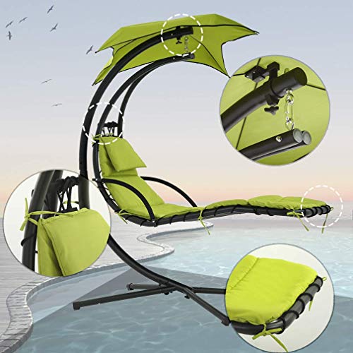 Hammock Chair with Canopy Umbrella and Pillow, 280 LBS Capacity I544572