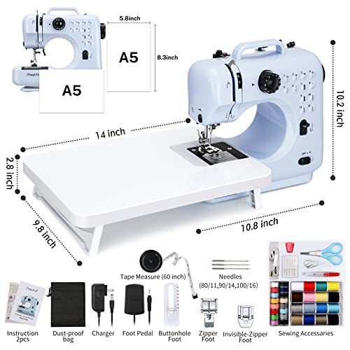 Blue Mini Sewing Machine with 12 Built-in Stitches P3374