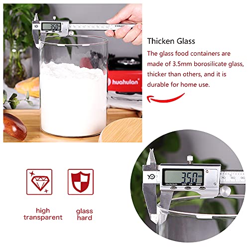 Glass Flour Container with Airtight Bamboo Lid, Large Glass Food Jar with Wooden Lid (3L) X5971
