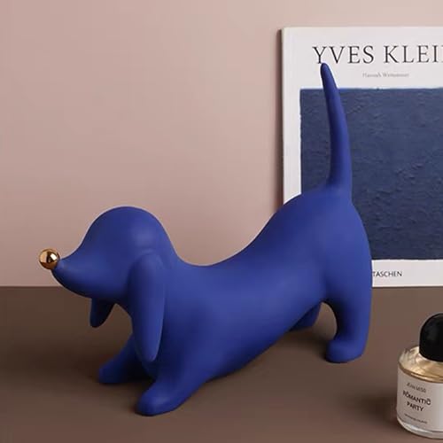 Ceramic Dachshund Dog Figurine 28x22cm Silver Y927253