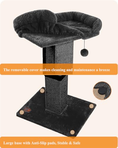 Large Sisal Cat Scratching Post with Plush Perch, Light Grey N192