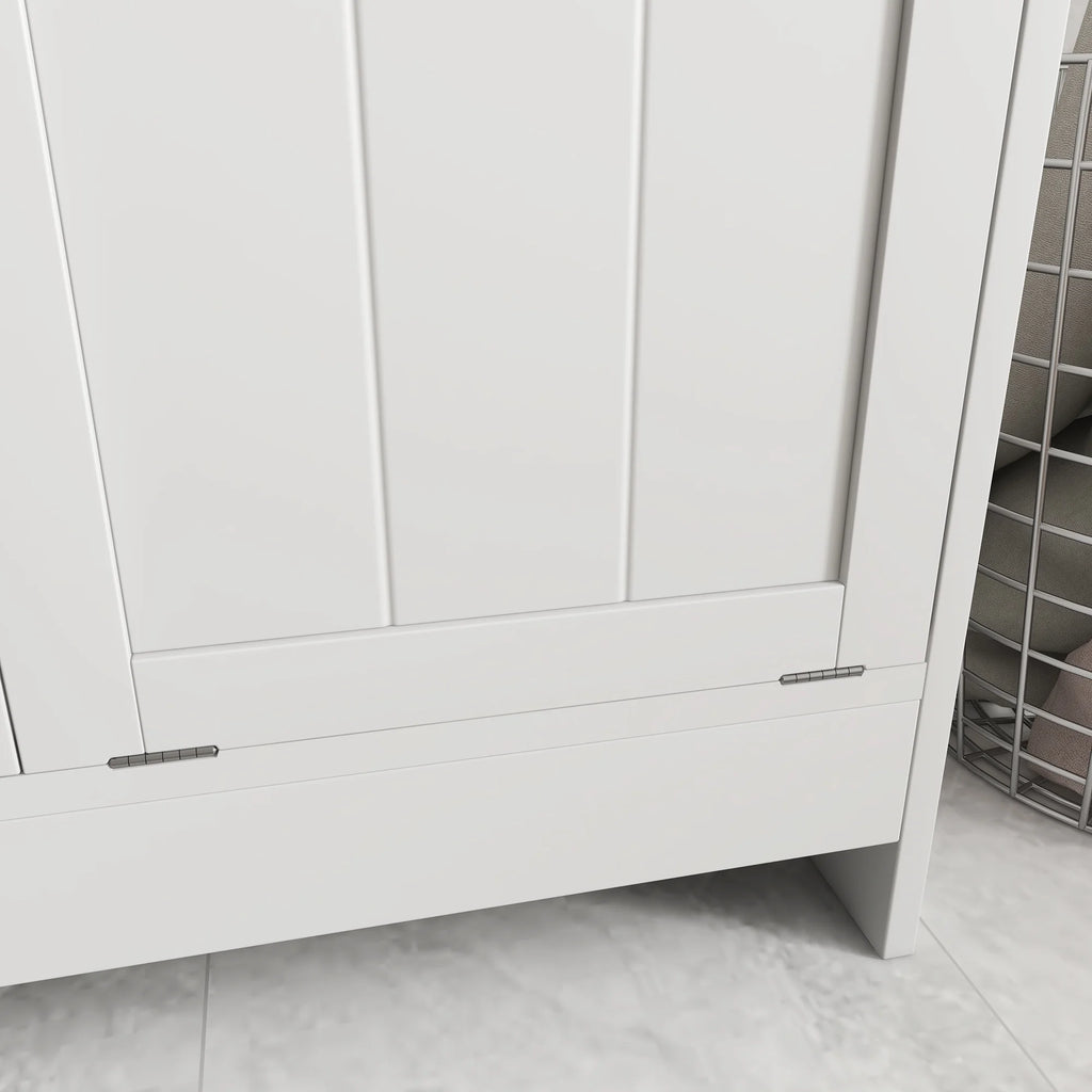White Tilt-out Laundry Storage Cabinet with 2 Hamper Compartments J440