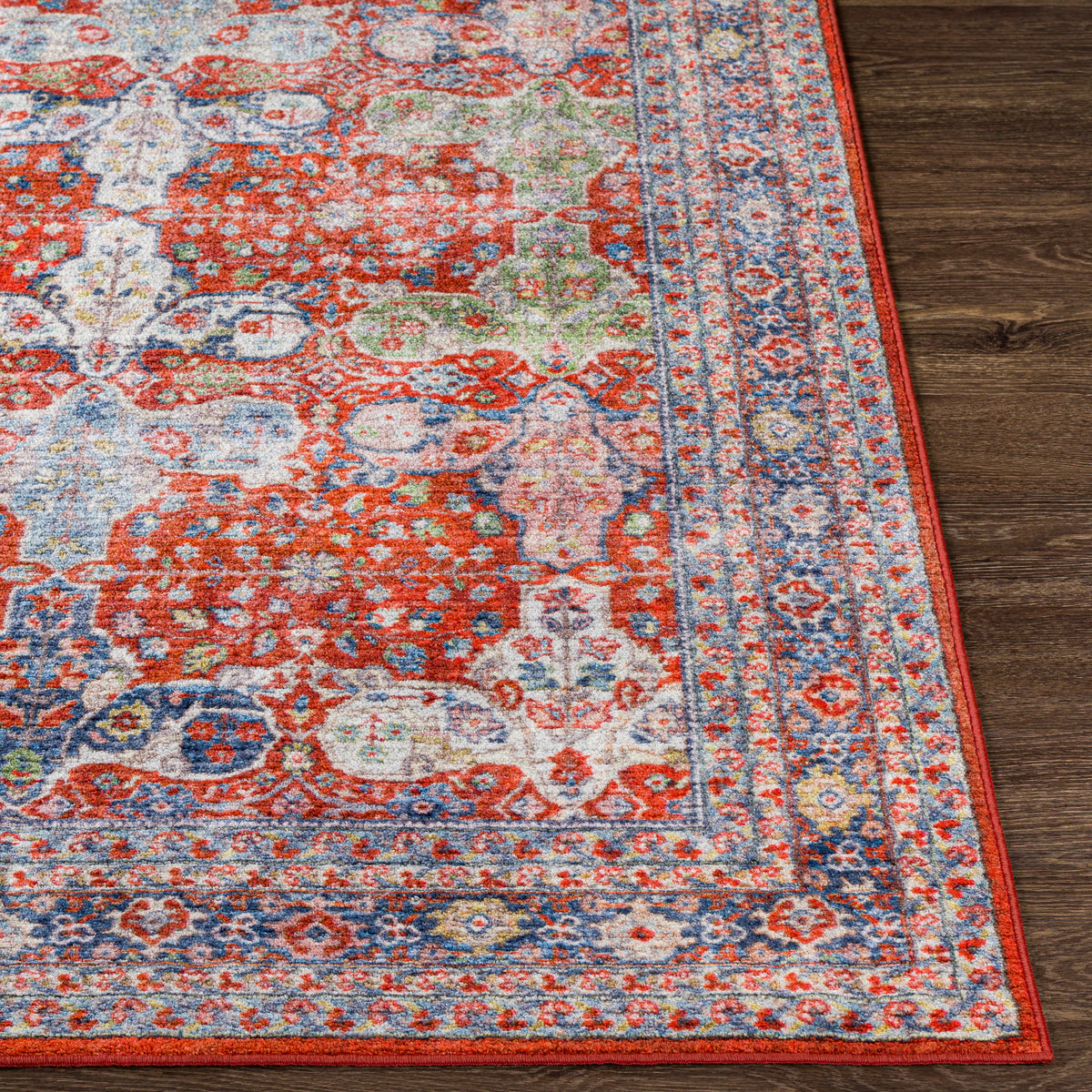 Bright Red Machine Washable Area Rug, 8'10" x 11'9" H1957