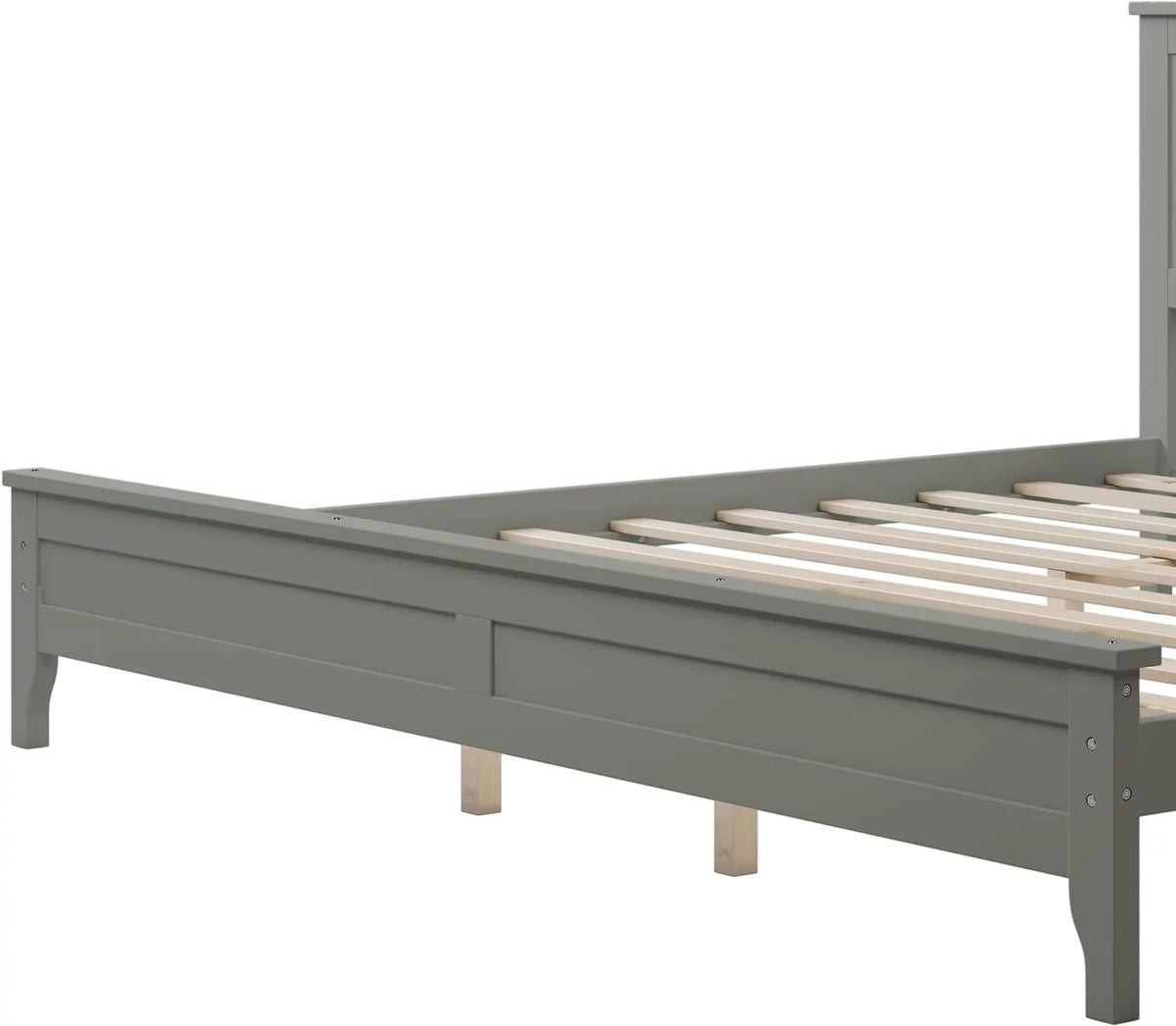 Gray Solid Wood Platform Bed Frame with Headboard H4129