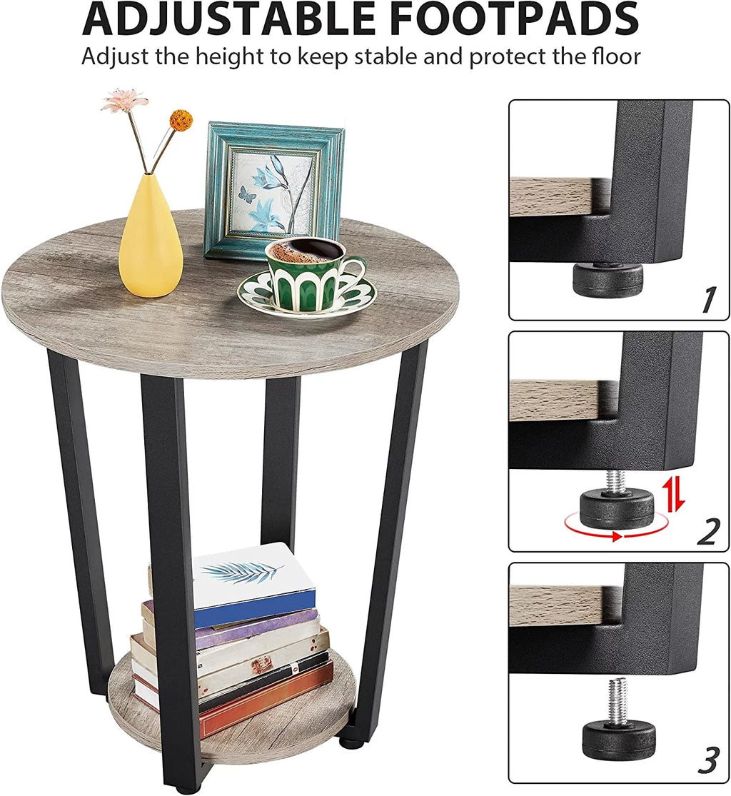 Round 2 Tier Side Table with Storage J252126