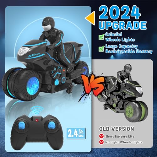 Remote Control Motorcycle with RGB Wheels Lights N1108