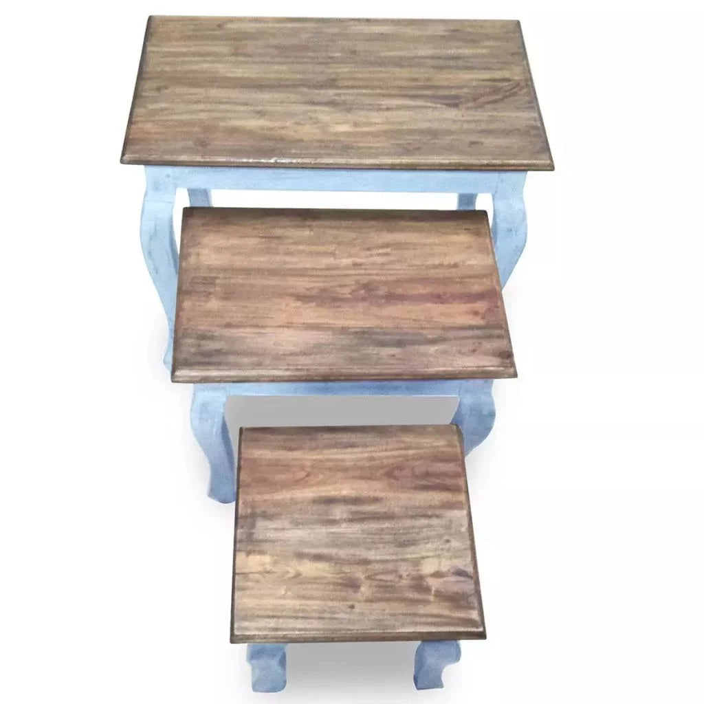3 Piece Solid Reclaimed Wood Nesting Table Set F7029