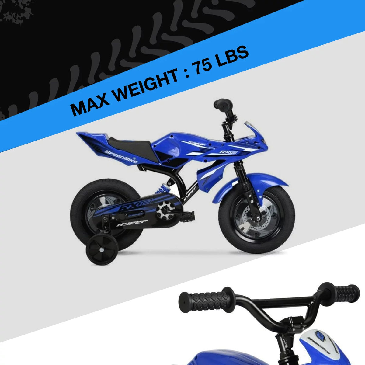 Blue 12 Boys Bike with Training Wheels K917433
