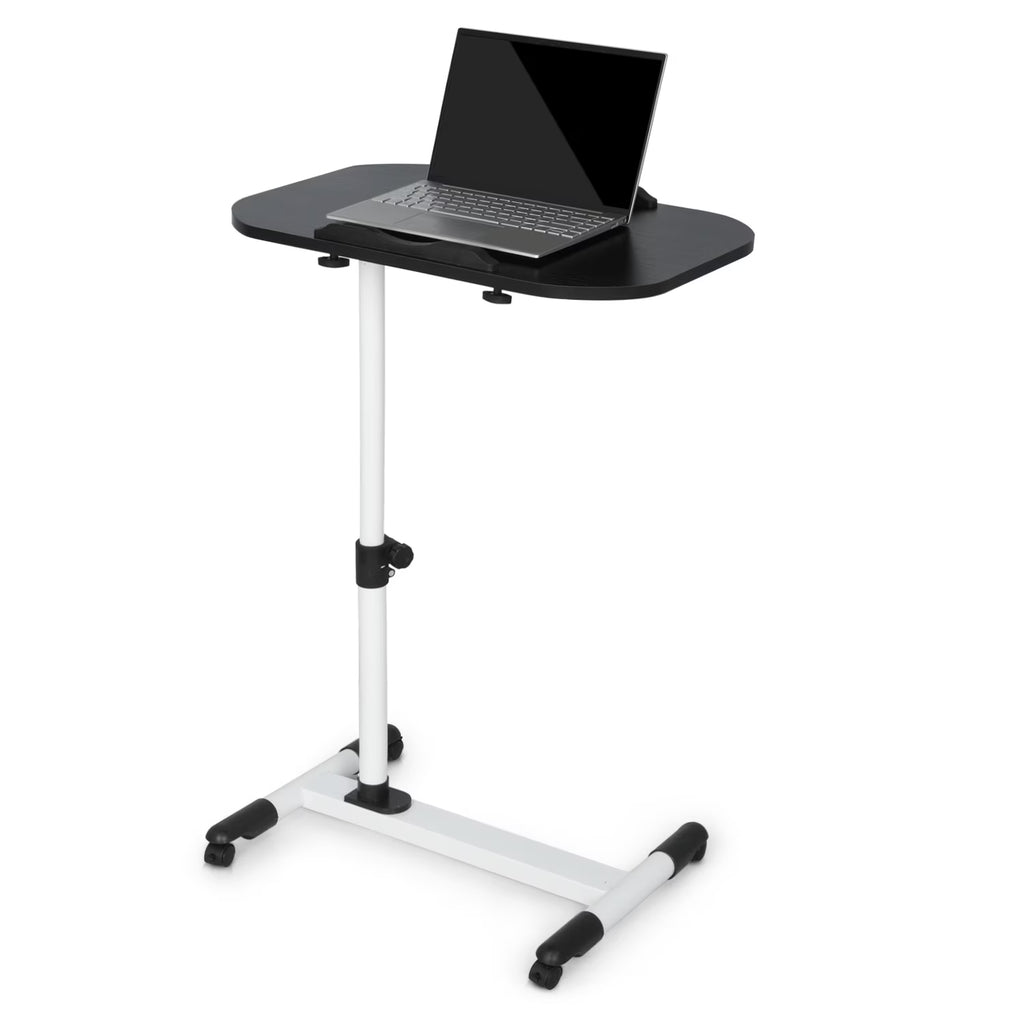 White Height Adjustable Mobile Computer Desk with Casters K687985