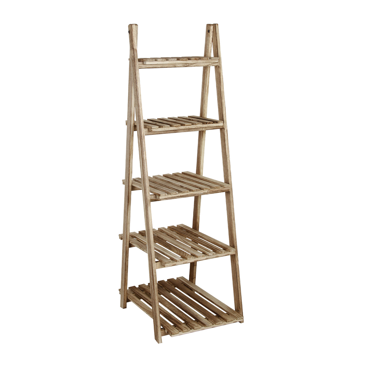 5-Tier Ladder Shelf Bookcase Storage Display Shelf Natural S37768