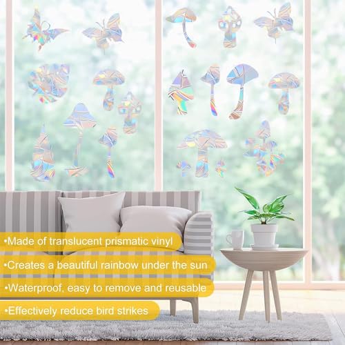 36PCS Snowflake Window Stickers Non Adhesive Prismatic Vinyl Rainbow Decals U20697