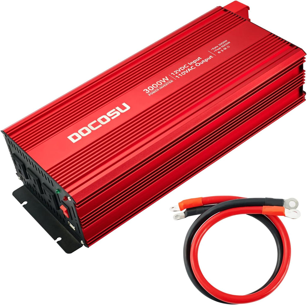3000W Power Inverter with Dual AC Outlets & USB Port, DC12 to 24V, Modified Sine Wave K6690