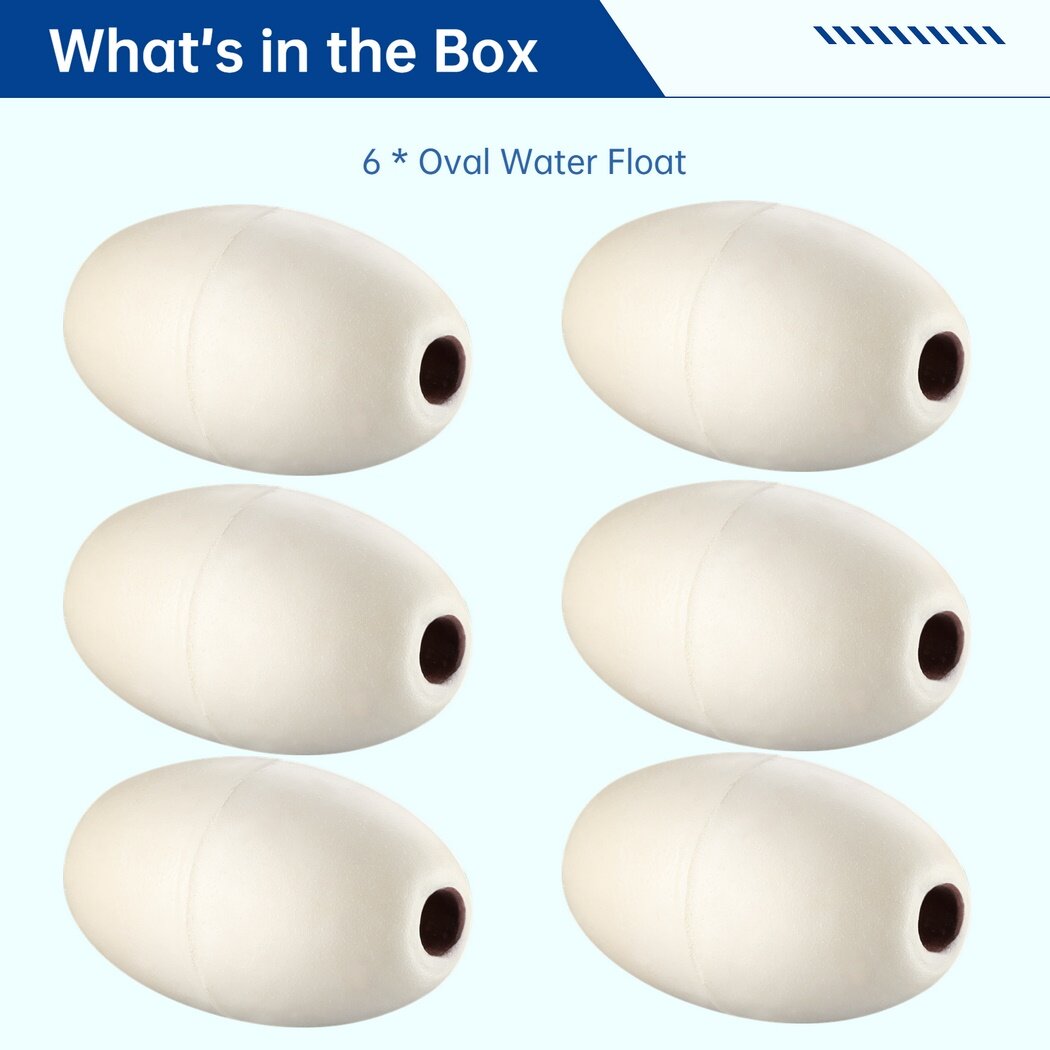 6 PCS Rope Float, 0.7” Hole, 3.5” x 5.5” Oval Water Float J976410