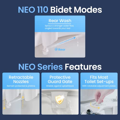 Fresh Water Non-Electric Bidet Attachment for Toilet Seat, Adjustable Water Pressure, Rear Wash (White) J3034