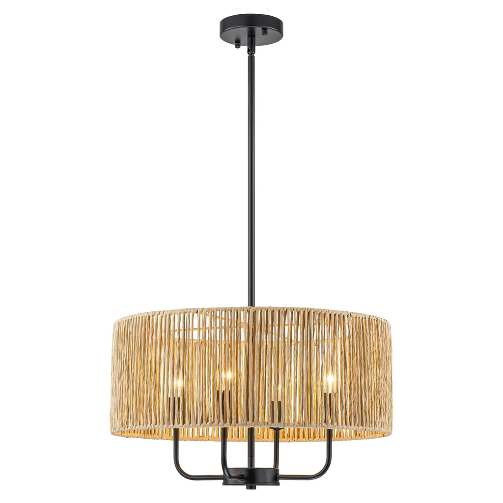 4-Light Handwoven Rope Drum Chandelier H73537