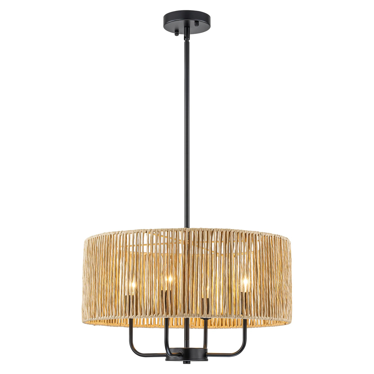 4-Light Handwoven Rope Drum Chandelier H73537