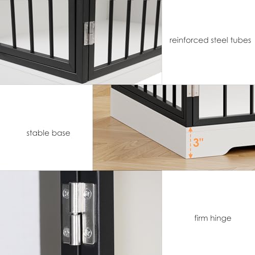 White Wooden Dog Crate with Double Doors and 2 Drawers Q475