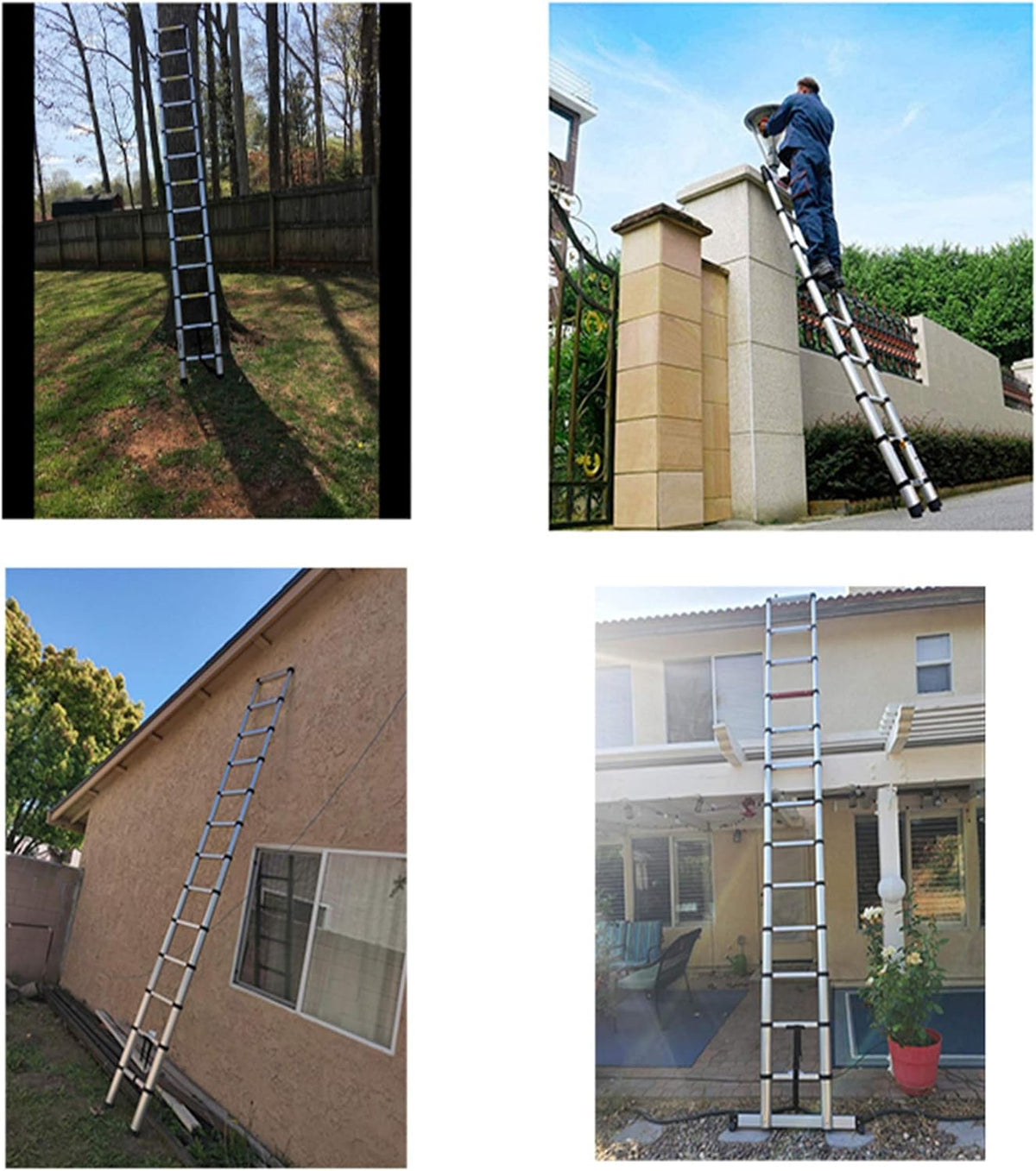 Aluminum Telescopic Extension Ladder, 330 lbs Capacity, 14.5FT G53675