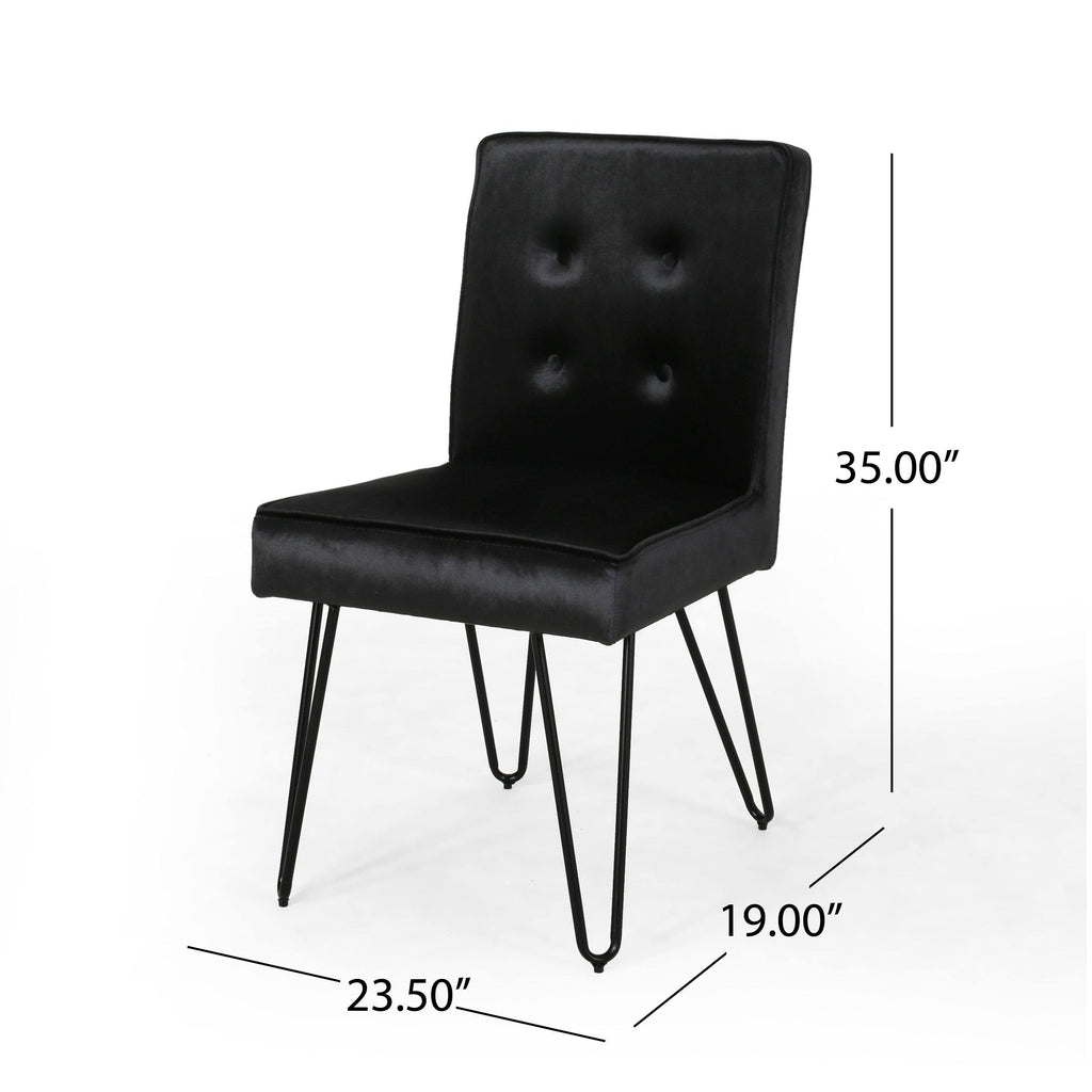 Set of 2 Tufted Velvet Dining Chairs Black I7024