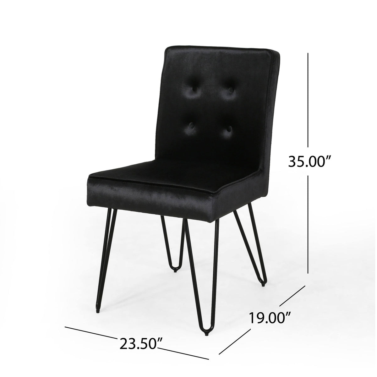 Set of 2 Tufted Velvet Dining Chairs Black I7024