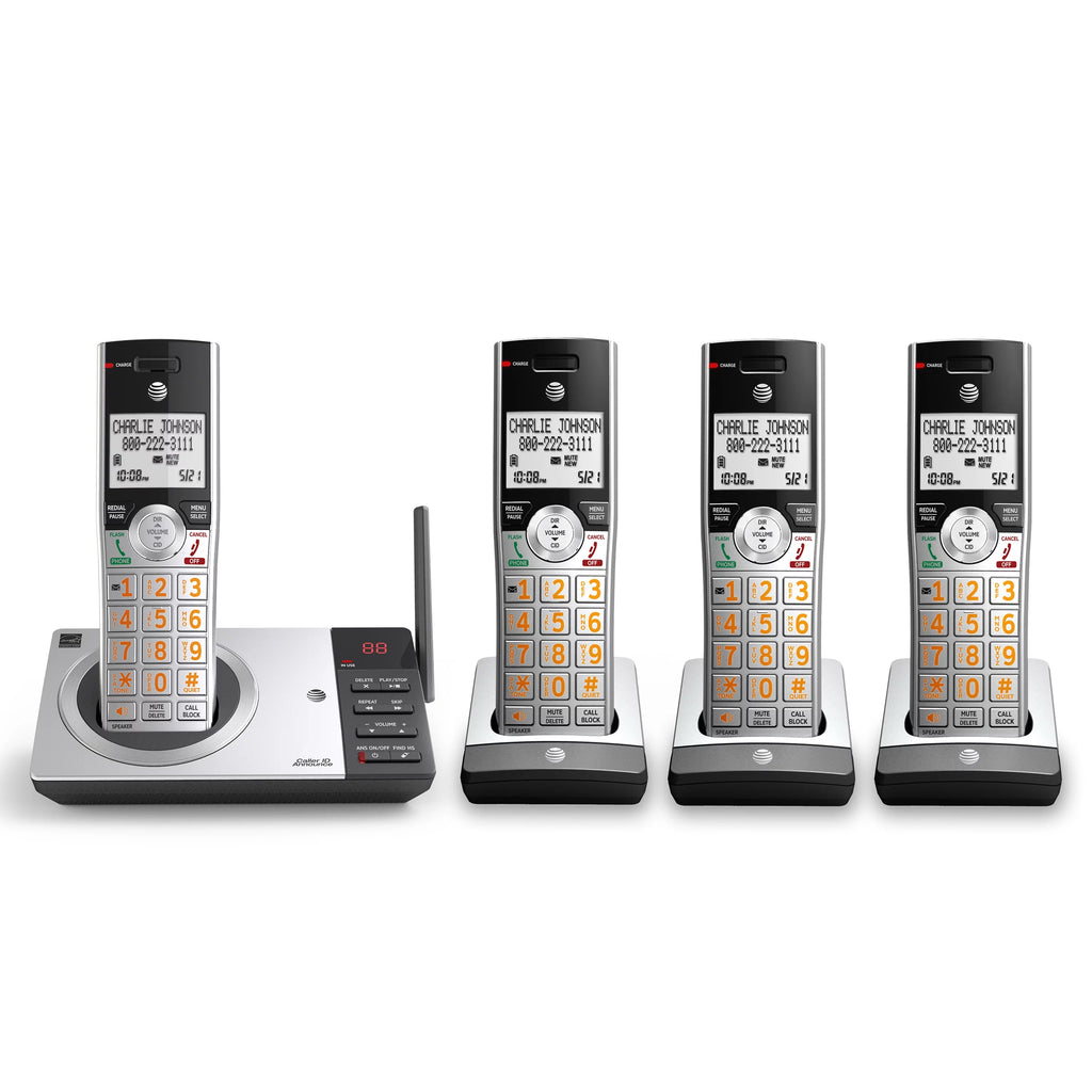 Silver/Black DECT 6.0 Expandable Answering System with 4 Handsets W87765
