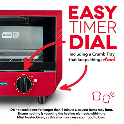 Red Mini Toaster Oven with Baking Tray and Rack W9922