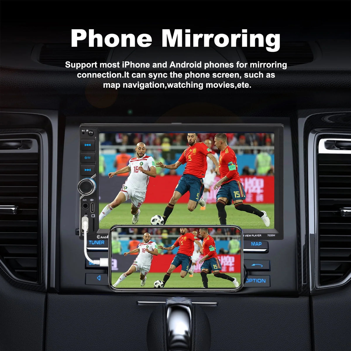 Wireless Double Din Car Stereo 7 Touchscreen J29144