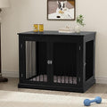 Large Wooden Dog Crate with Cushion and Flip Top, Black O60871