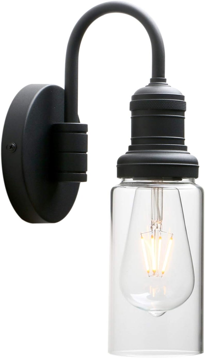 Vintage Gooseneck Wall Sconce with Clear Glass Shade K4778