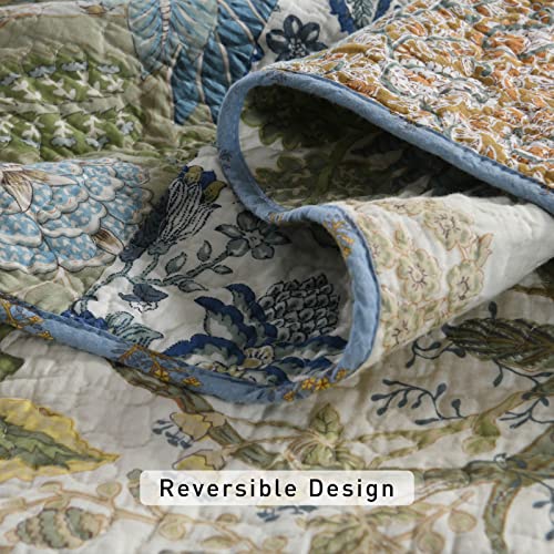 Azure Blue 100% Cotton Queen Size 3-Piece Quilt Set B652