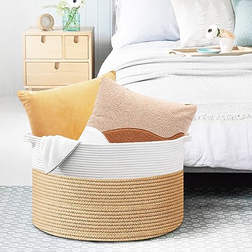 Large Woven Cotton Rope Blanket Basket L8194