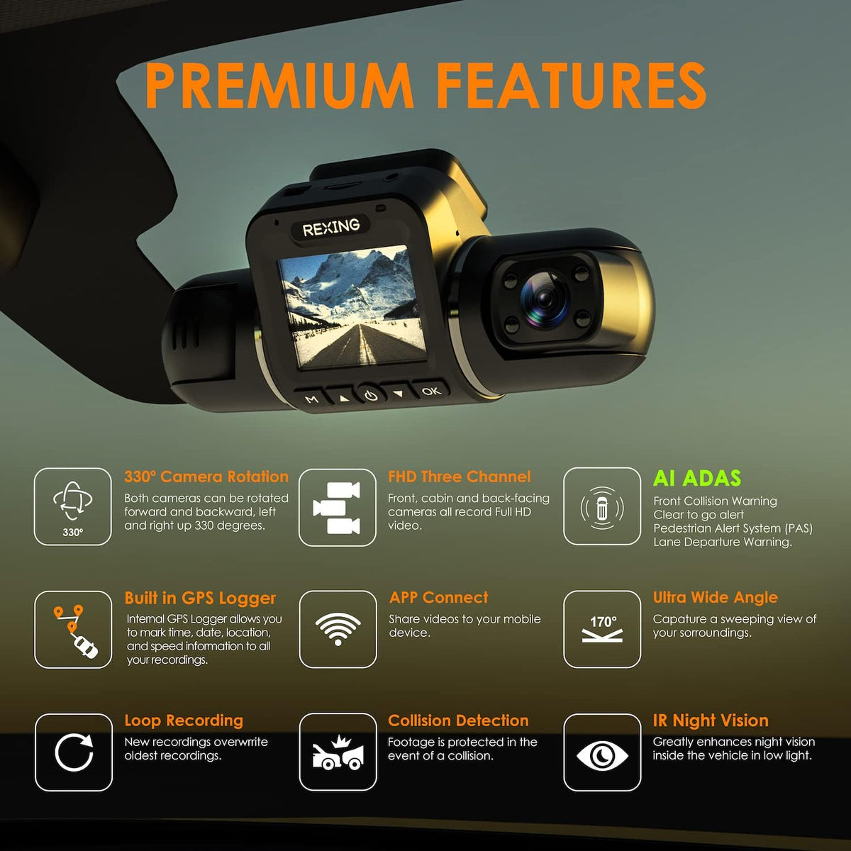 Full HD Dual Camera Dash Cam with Infrared Night Vision L831