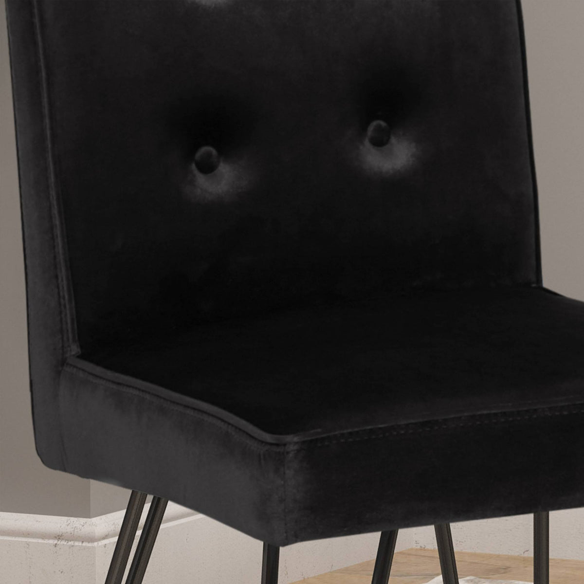 Set of 2 Tufted Velvet Dining Chairs Black I7024
