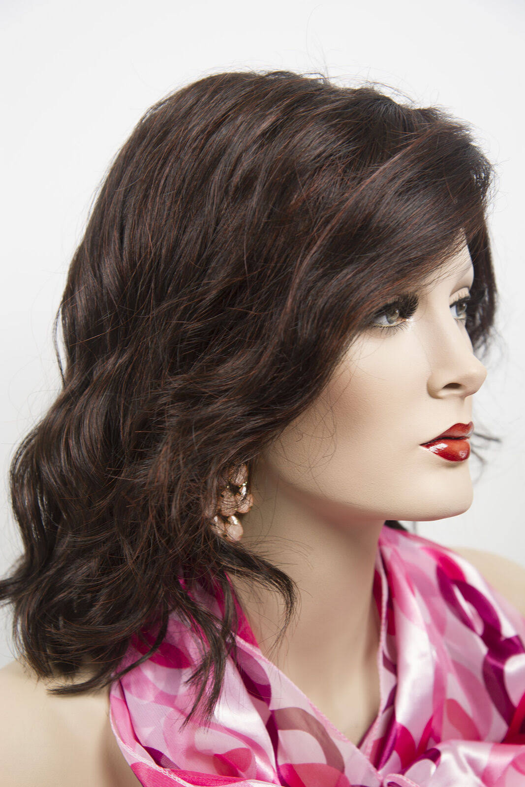 Dark Brown Dark Auburn Wavy Straight Wigs E9010