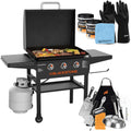 28 Inch Black Griddle with Hood 3-Burner Outdoor Flat Top Grill O86253