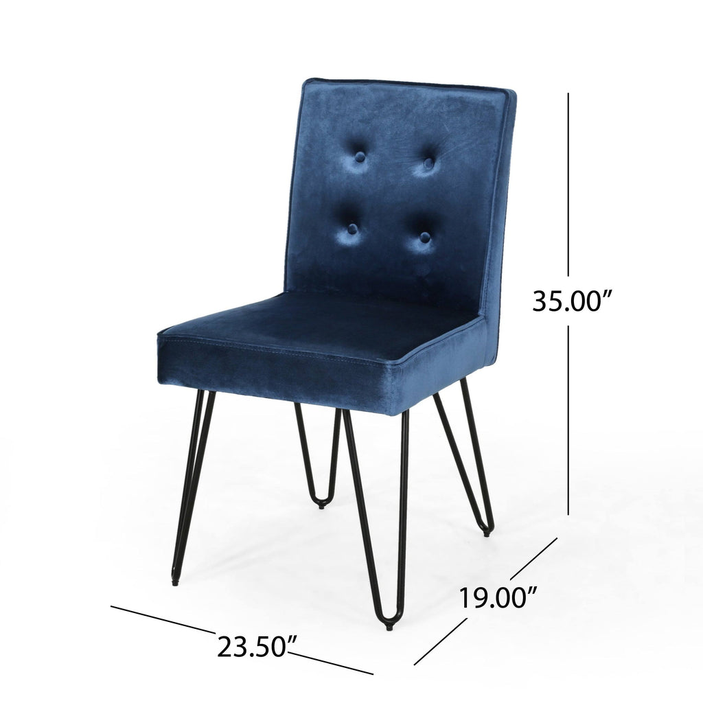 Set of 2 Tufted Velvet Dining Chairs Black I7024