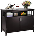 Espresso Kitchen Storage Sideboard Buffet Cabinet with Open Shelf H47172