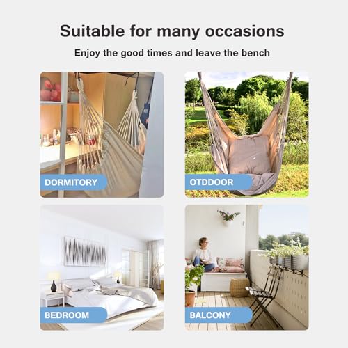 Dark Gray Hanging Rope Hammock Chair with Pocket R41630