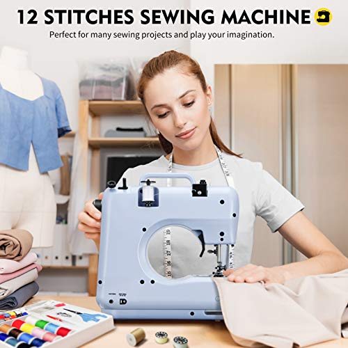 Blue Mini Sewing Machine with 12 Built-in Stitches P3374