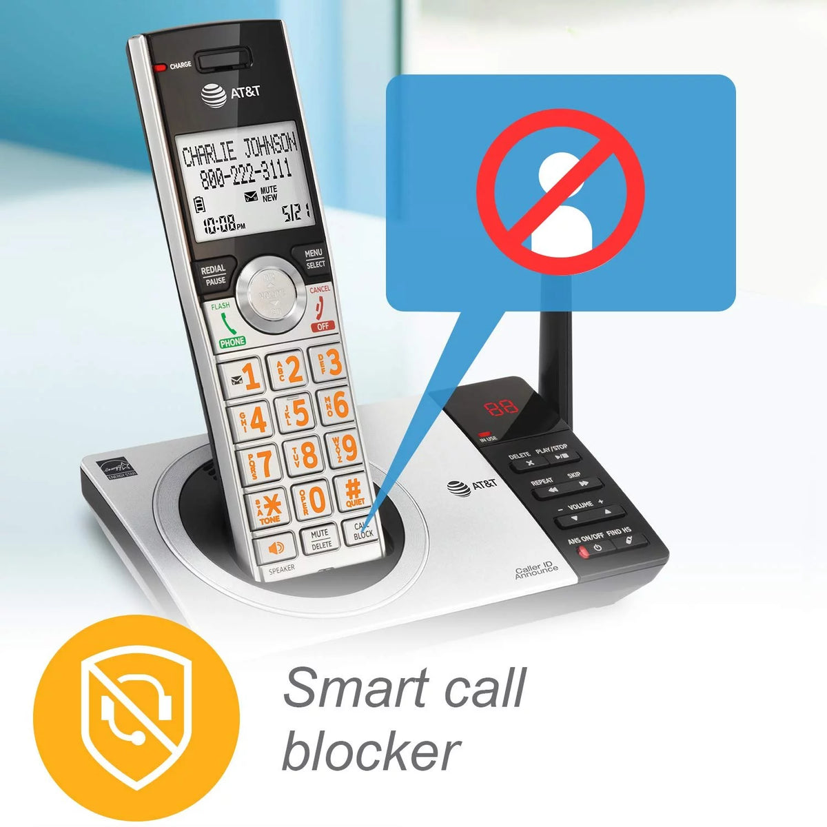 Silver/Black DECT 6.0 Expandable Answering System with 4 Handsets W87765