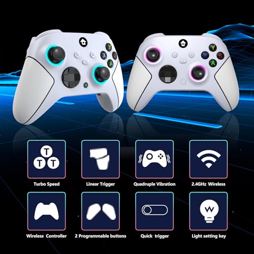 Wireless 2.4GHz Controller with 7 Colors RGB Light, 1000mAh Battery, 3.5mm Audio Jack B47398