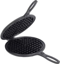 Cast Iron Waffle Maker, Two Piece Hinged Non-Electric Waffle Iron C41333