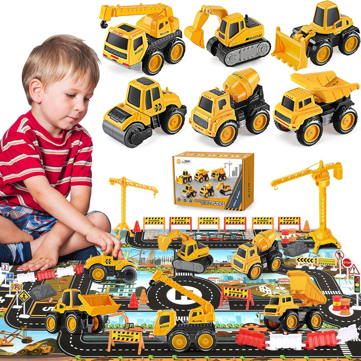 Pull Back Construction Vehicle Toys 45pcs Diecast V98726